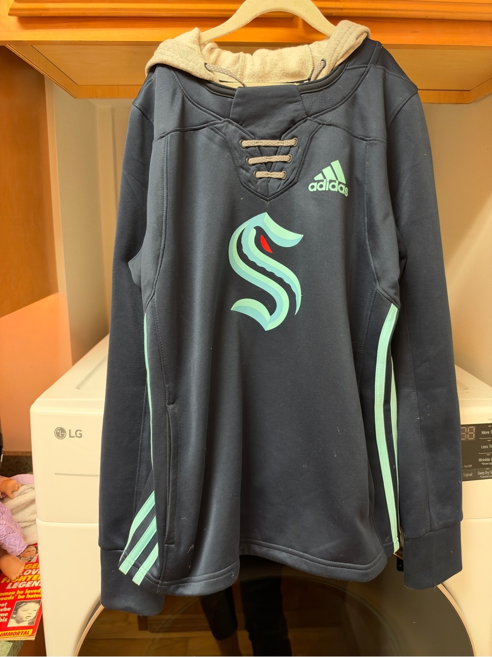 adidas Navy Hoodie with Teal Accents and Team S Logo
